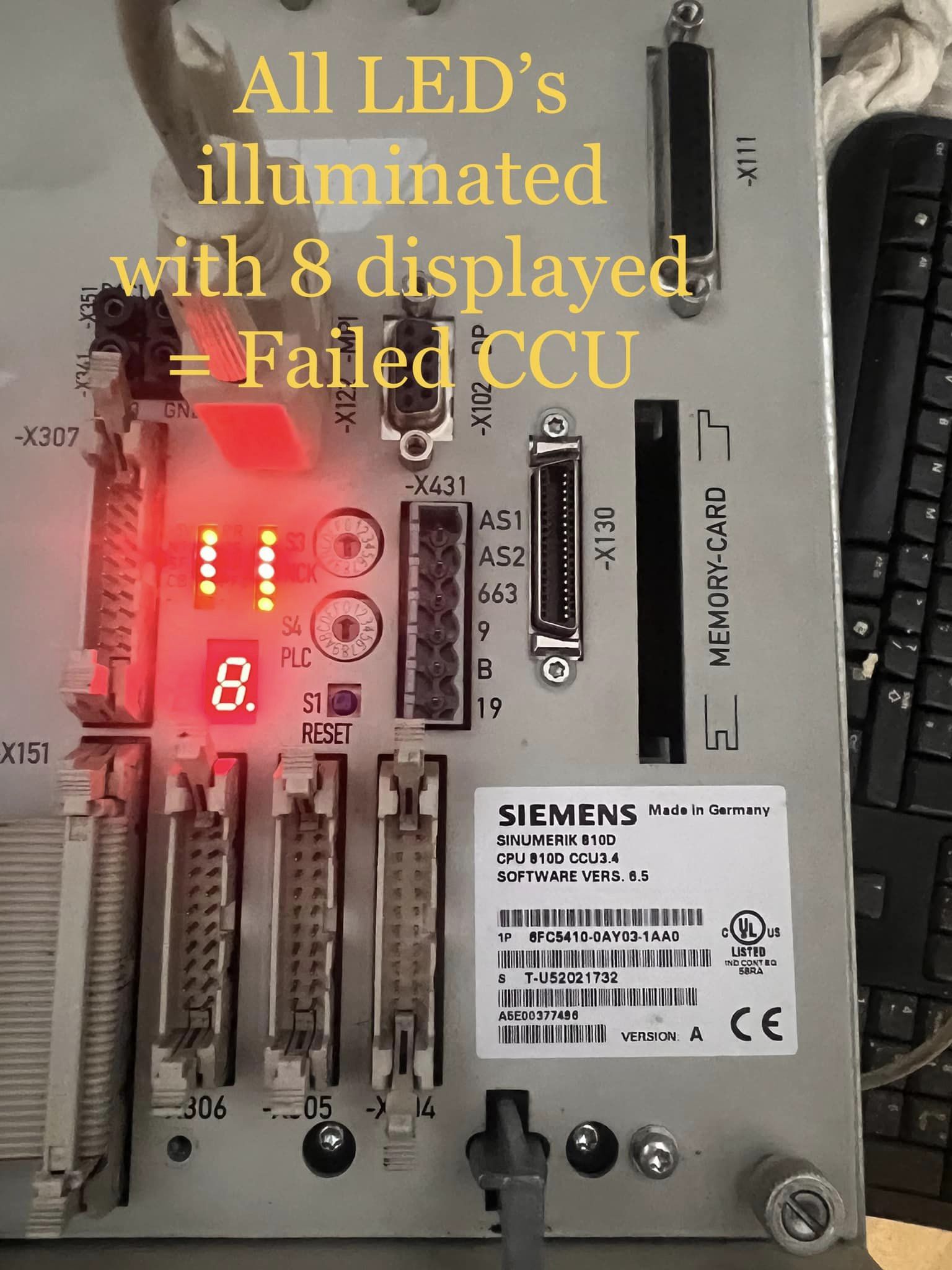 Failed CCU, all 8 LEDs lit